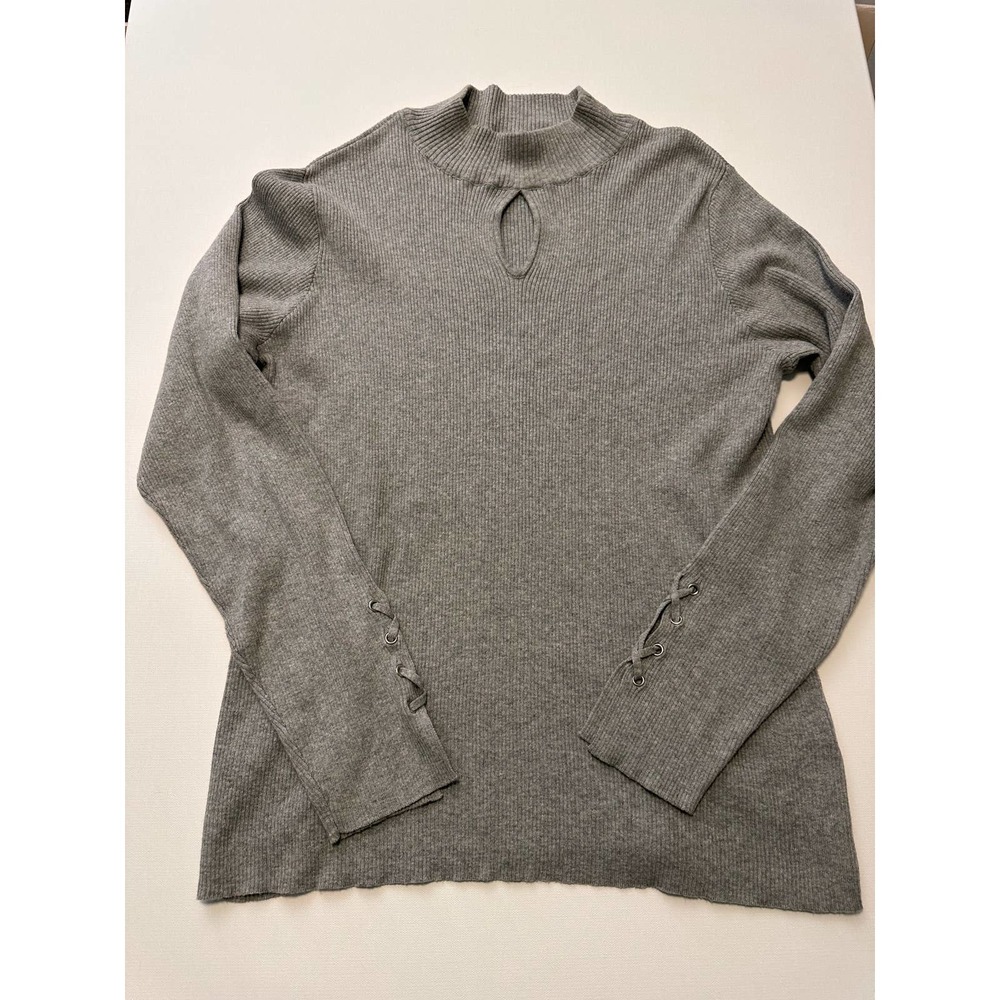 Democracy Keyhole gray knit sweater-L